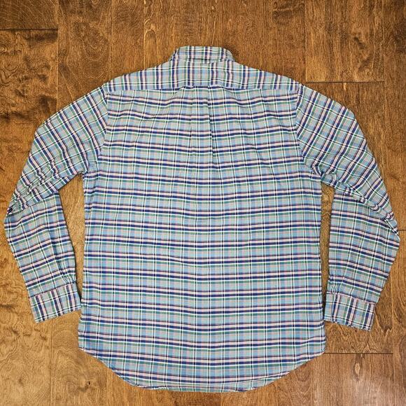 Ralph Lauren Long Sleeve Button Up Casual Shirt Size M Plaid Subtle Distressed - Picture 2 of 9